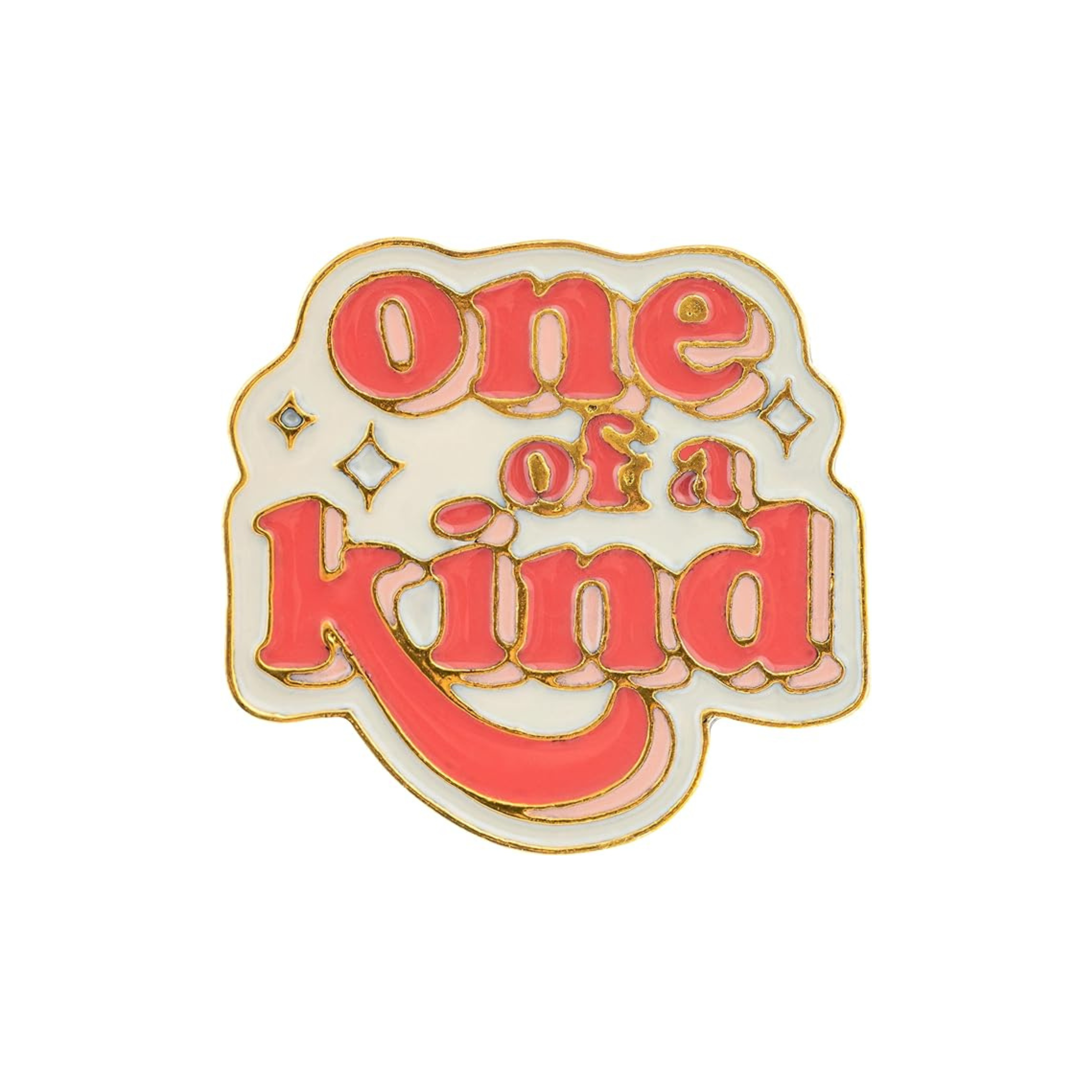 One of a Kind enamel pin with retro lettering and gold accents – Funky Confetti