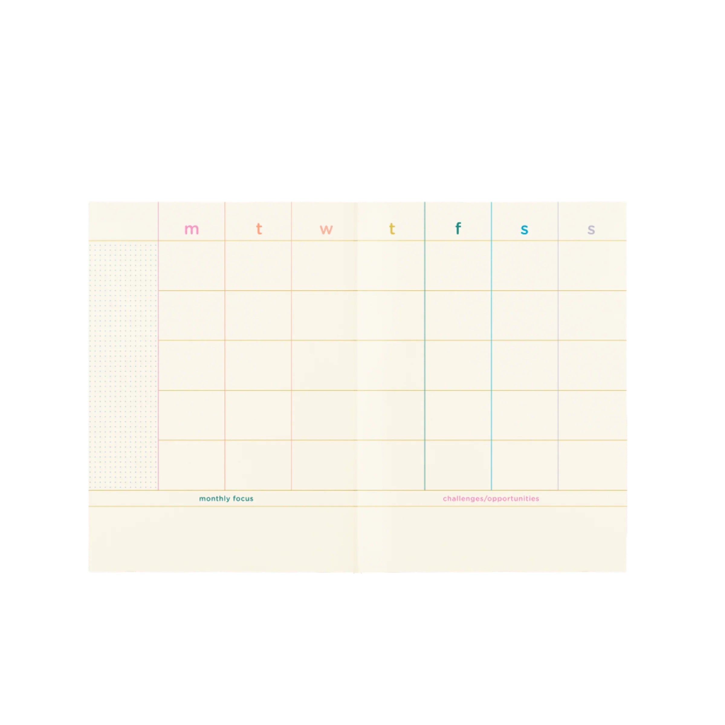 Perpetual Planner with colorful cover design and undated layouts from Funky Confetti
