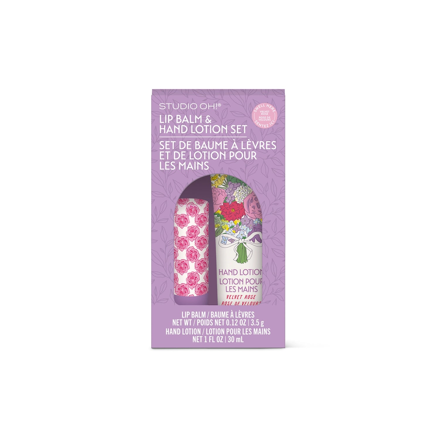 Petite Rose Lip Balm and Hand Lotion Set in floral gift box – Velvet Rose scent – Funky Confetti