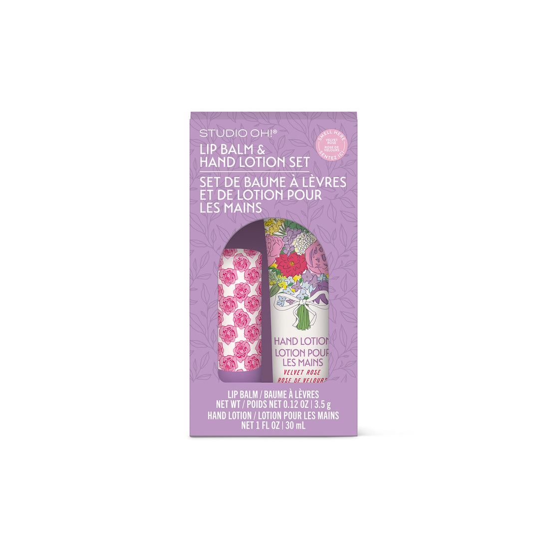 Petite Rose Lip Balm and Hand Lotion Set in floral gift box – Velvet Rose scent – Funky Confetti