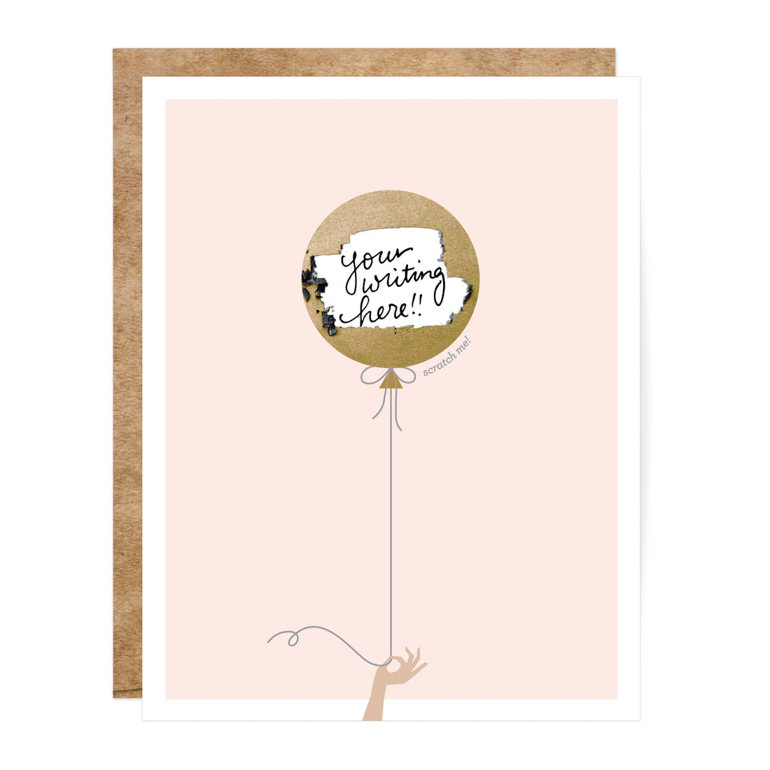 Pink and Gold Balloon Scratch-Off DIY Greeting Card with hidden message area – Funky Confetti