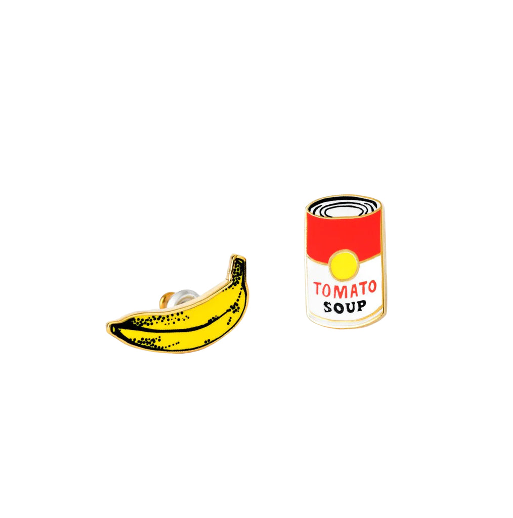 Pop Art Banana + Soup Earrings