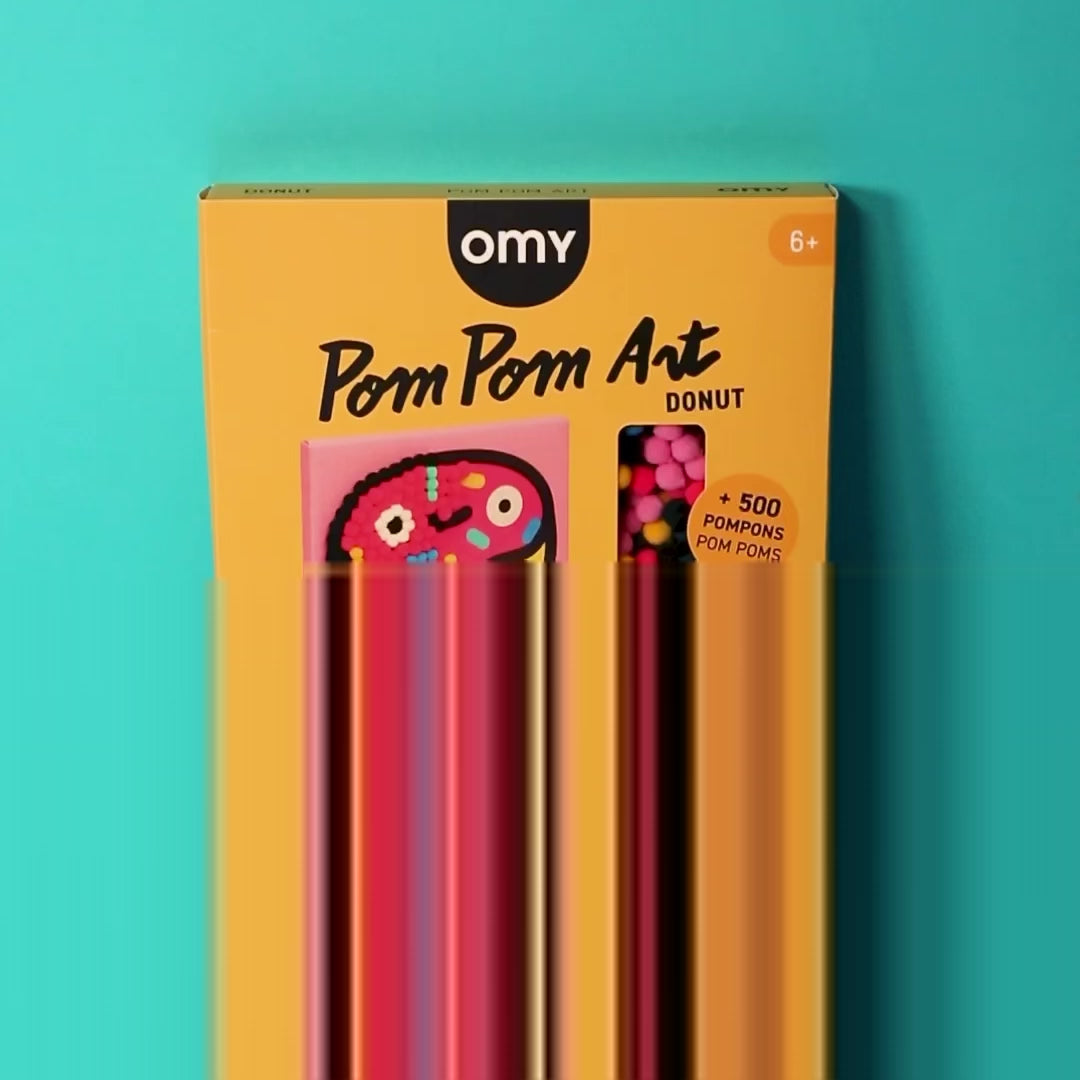 Donut Pom Pom Art kit for kids with 500+ colorful pompoms and wooden frame – Funky Confetti