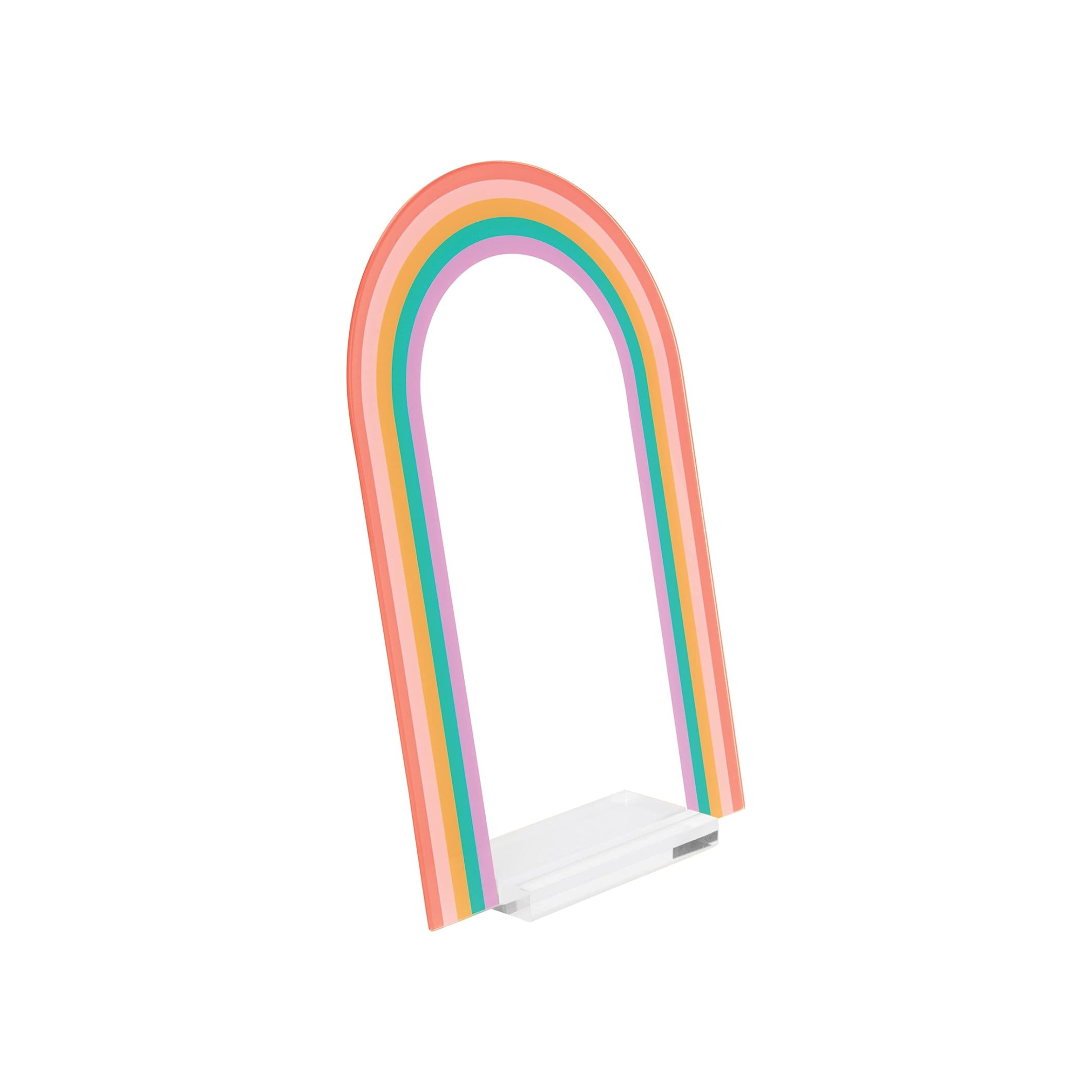 Colorful rainbow arch acrylic memo stand with white base – Funky Confetti