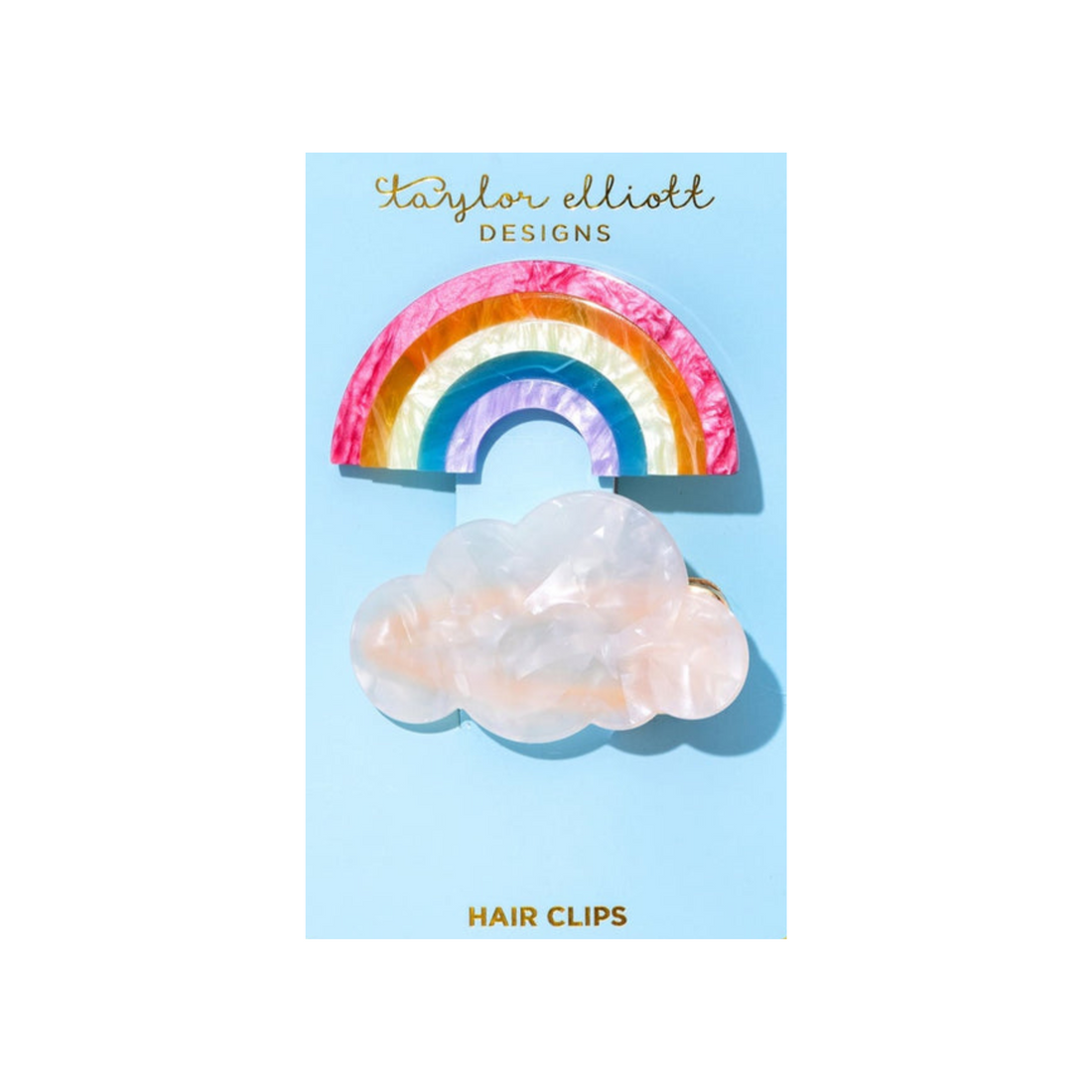 Rainbow and cloud hair clip set with iridescent finish – Funky Confetti