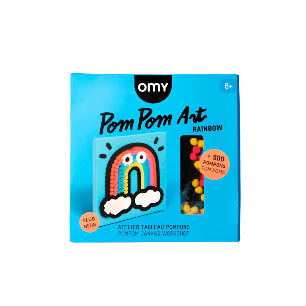 Rainbow Pom Pom Art kit for kids with 500+ colorful pompoms and wooden frame – Funky Confetti