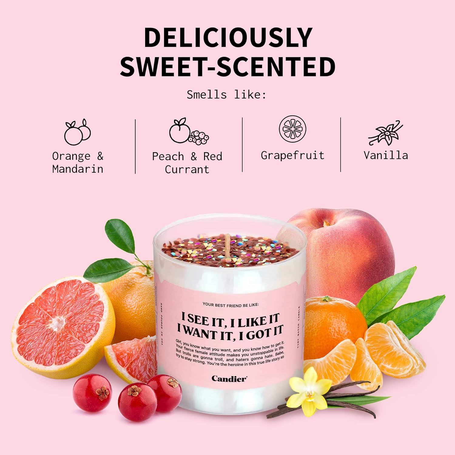 See It, Like It Candle with glitter top and citrus vanilla scent – Funky Confetti