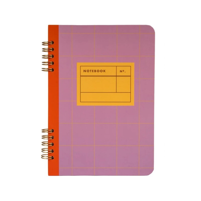 Three colorful spiral bound A5 notebooks with grid covers and lined pages – Funky Confetti stationery collection