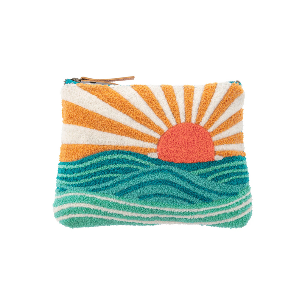 Sun Embroidered Carry All bag with sunrise and ocean waves design – Funky Confetti