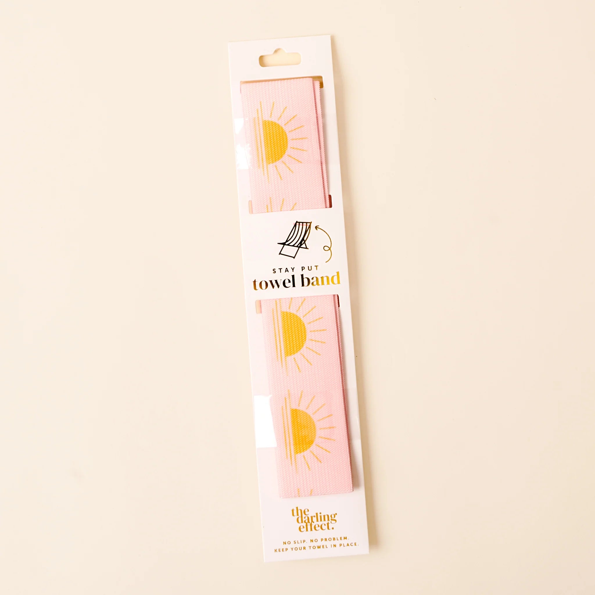 Sunshine yellow towel band with sun print for beach chair, from Funky Confetti