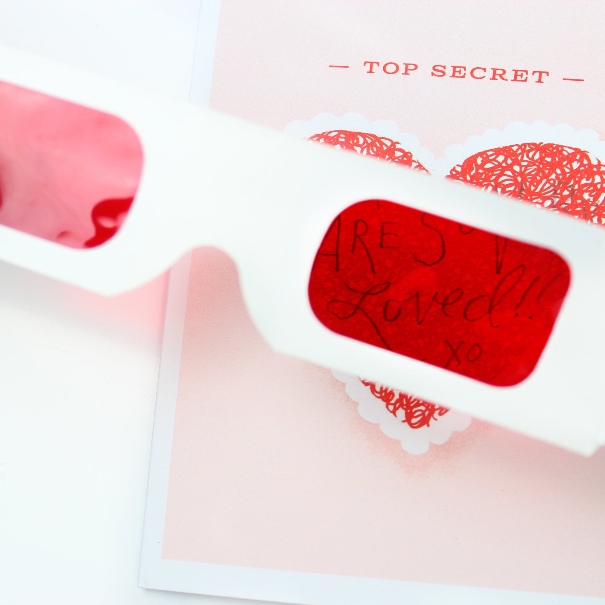 Top Secret Heart Decoder Greeting Card with red decoder glasses – Funky Confetti