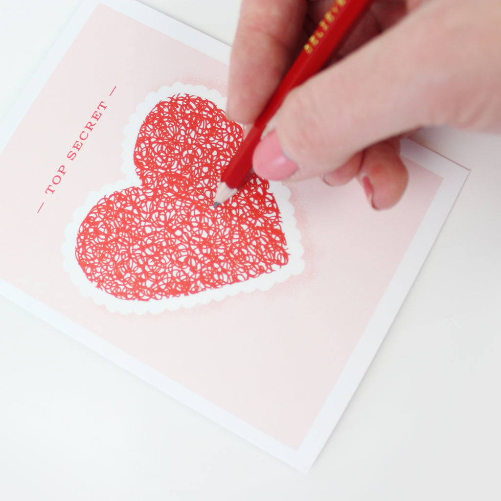 Top Secret Heart Decoder Greeting Card with red decoder glasses – Funky Confetti