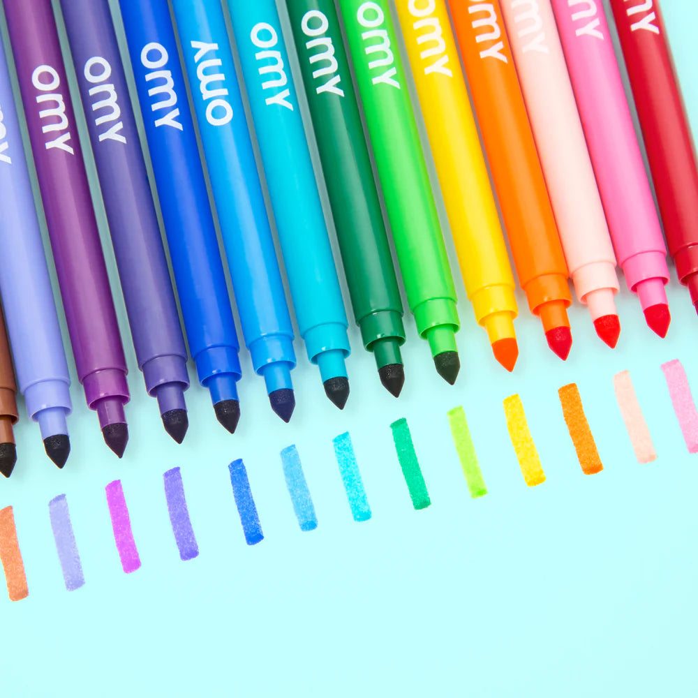 Set of 16 ultra washable double-tip markers in bright colors – Funky Confetti