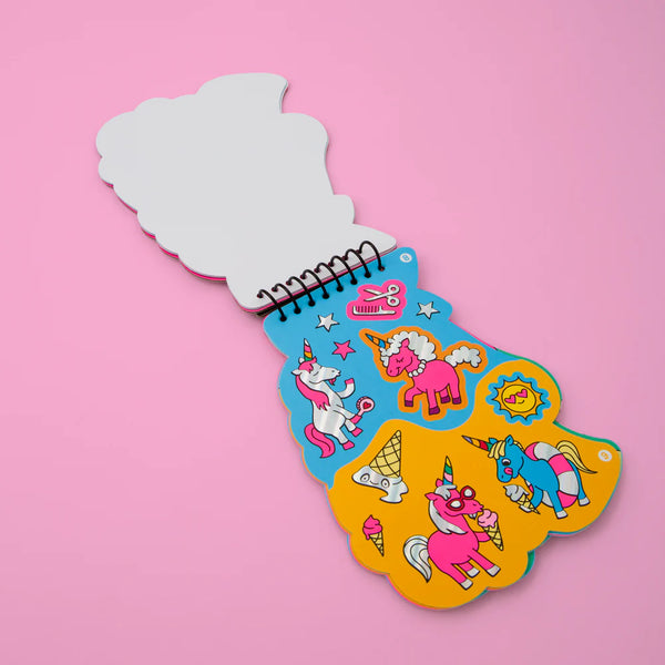 Unicorn Sticker Activity Book with 60 holographic and neon stickers and 10 creative sheets – Funky Confetti