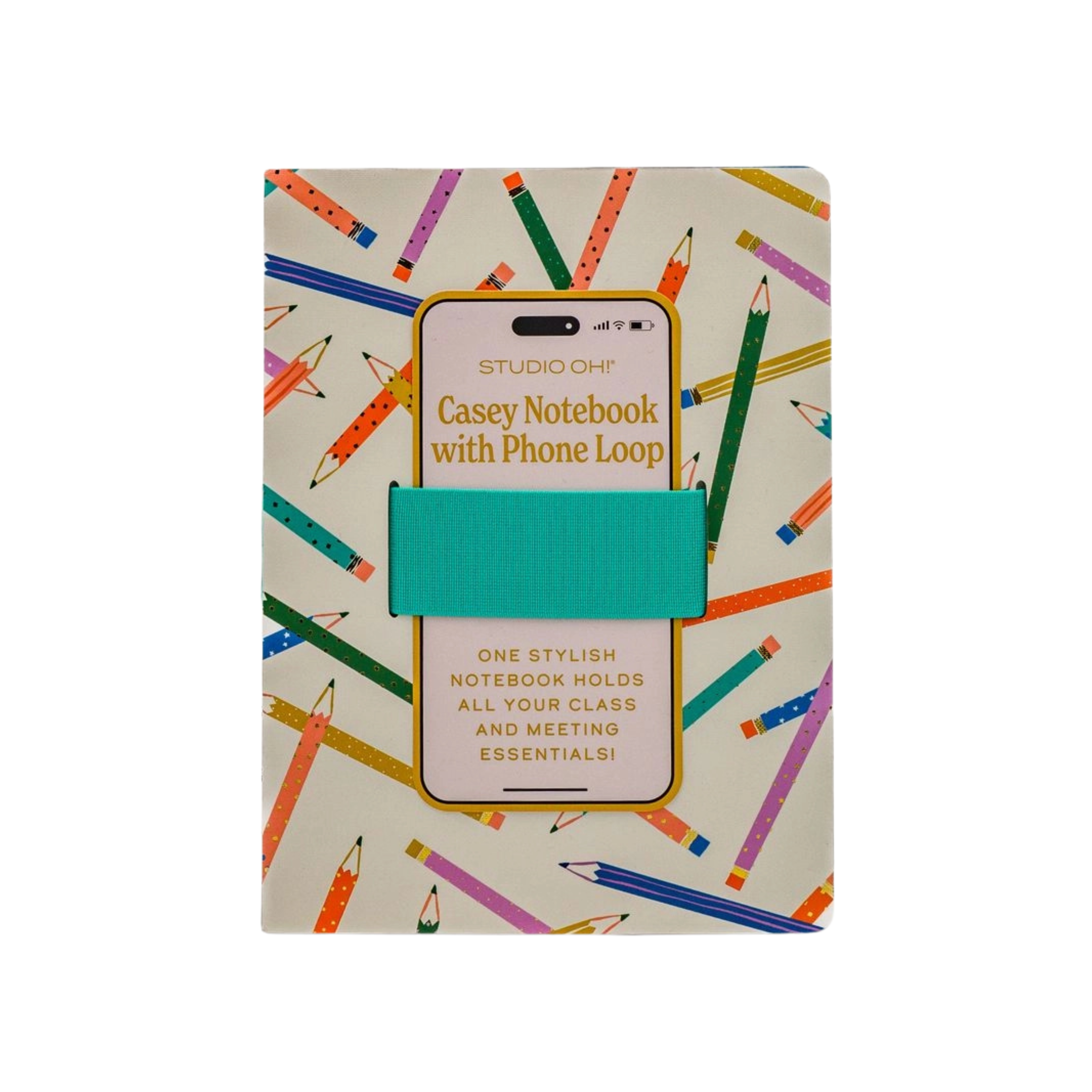 Make Your Mark Notebook with phone loop and pencil design cover – Funky Confetti