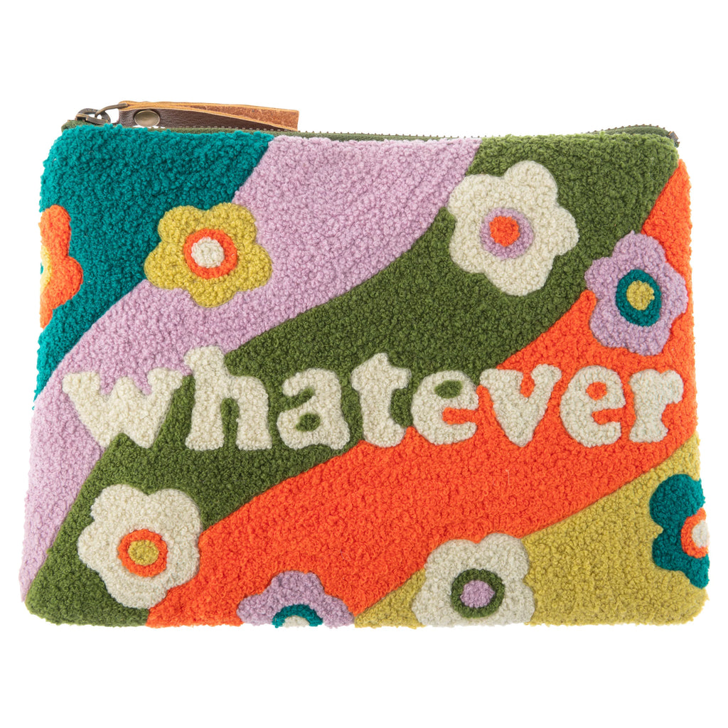 Whatever Embroidered Carry All bag with retro floral design – Funky Confetti
