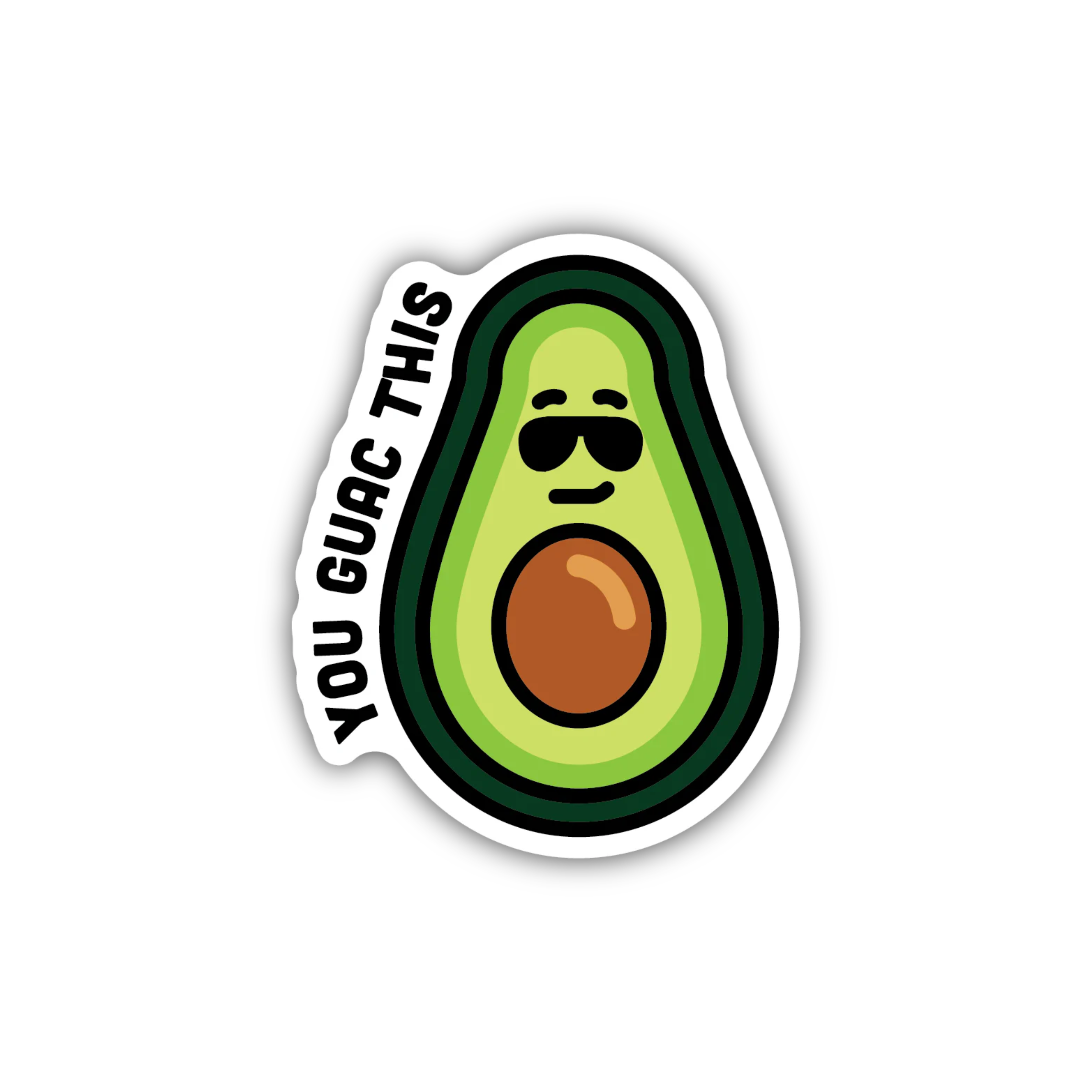Avocado sticker wearing sunglasses with the text “YOU GUAC THIS.”
