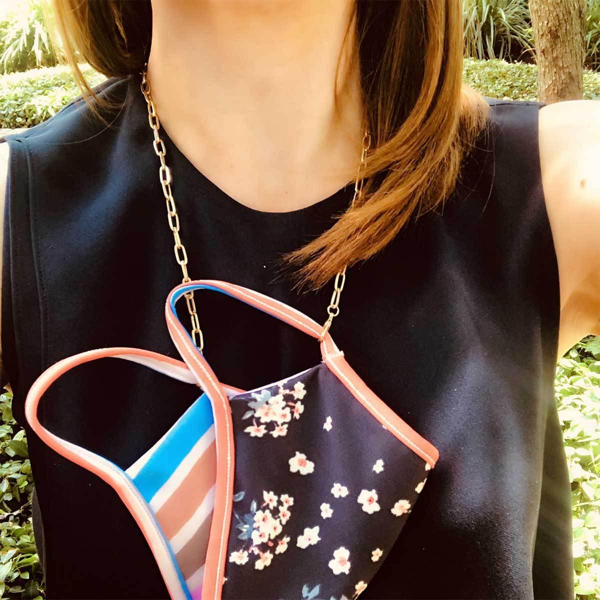 Soleil Large Paperclip Chain Mask Necklace in Worn Silver - 20" - Funky Confetti