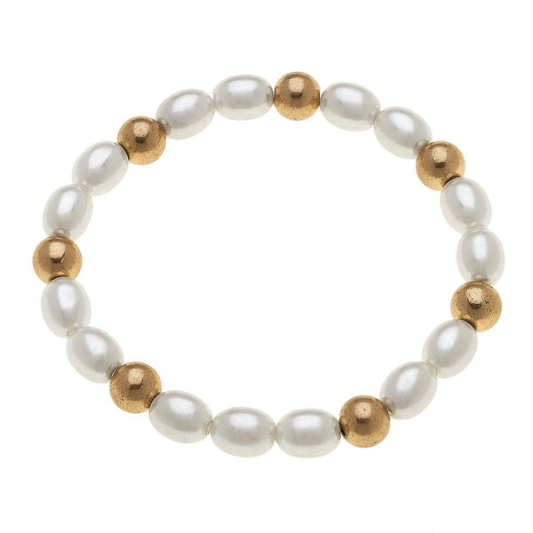 Eloise & Elizabeth Stretch Bracelets In Ivory Pearl (Set Of 3) - Funky Confetti