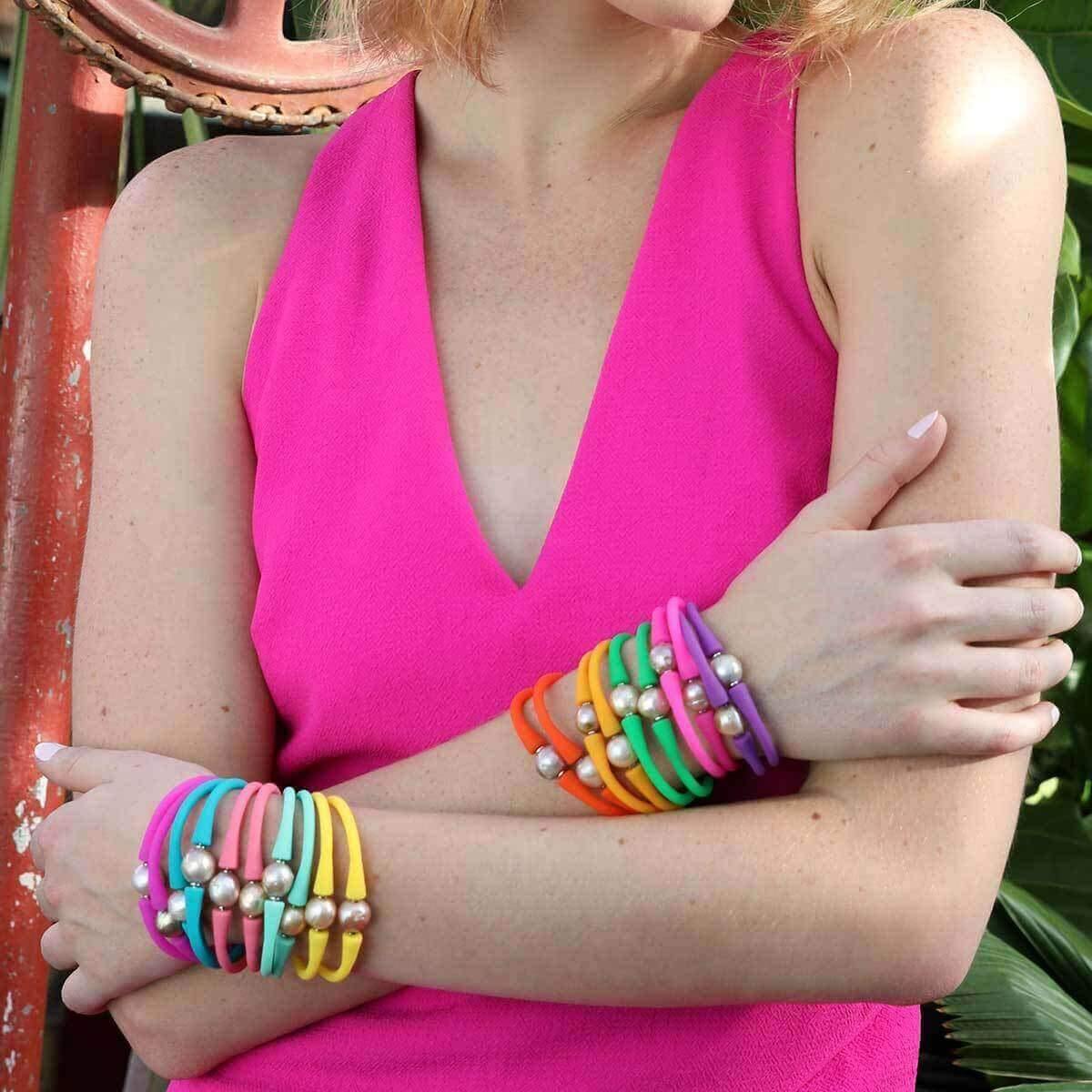 Gigi Baroque Pearl Silicone Bracelet - Funky Confetti