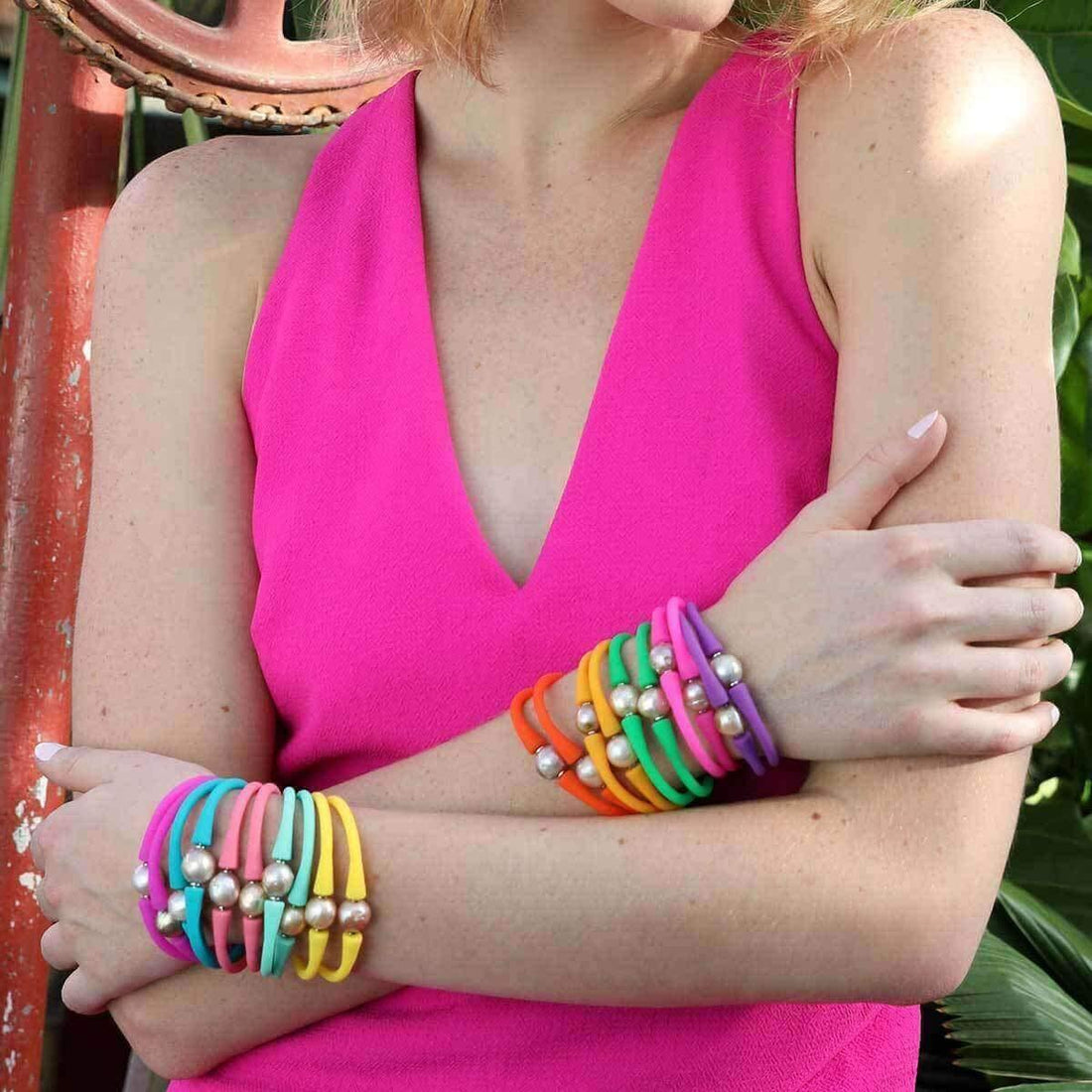 Gigi Baroque Pearl Silicone Bracelet - Funky Confetti