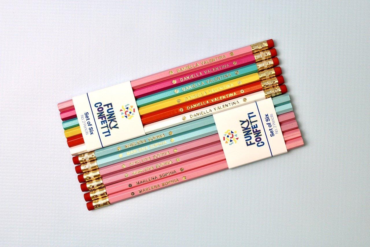 Personalized Pencils - Set of 6 - Funky Confetti