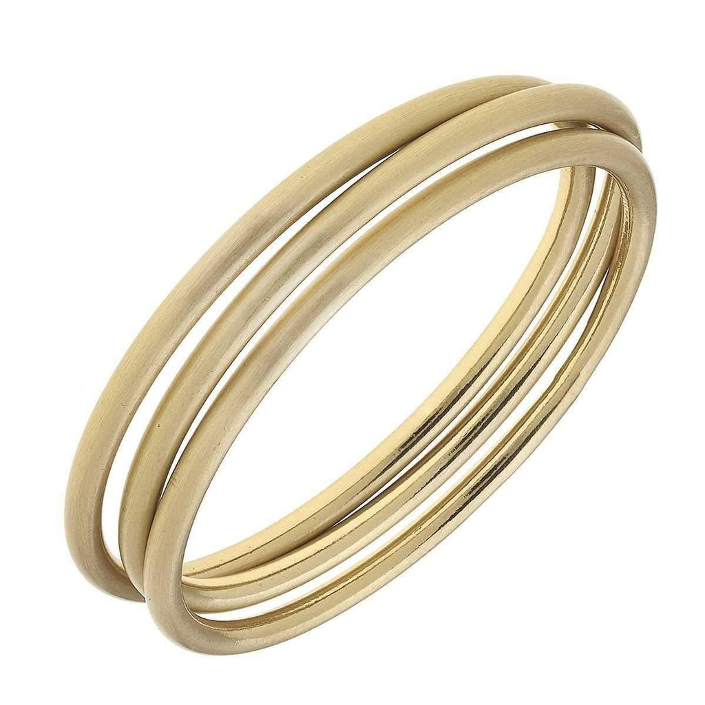 Isla Bangles Set of 3 in Gold Satin Finish – Elegant Aluminum Bracelets

