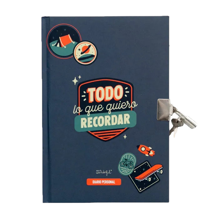 Lockable Diary 'Everything I Want to Remember' by Mr. Wonderful with inspirational cover and lock
