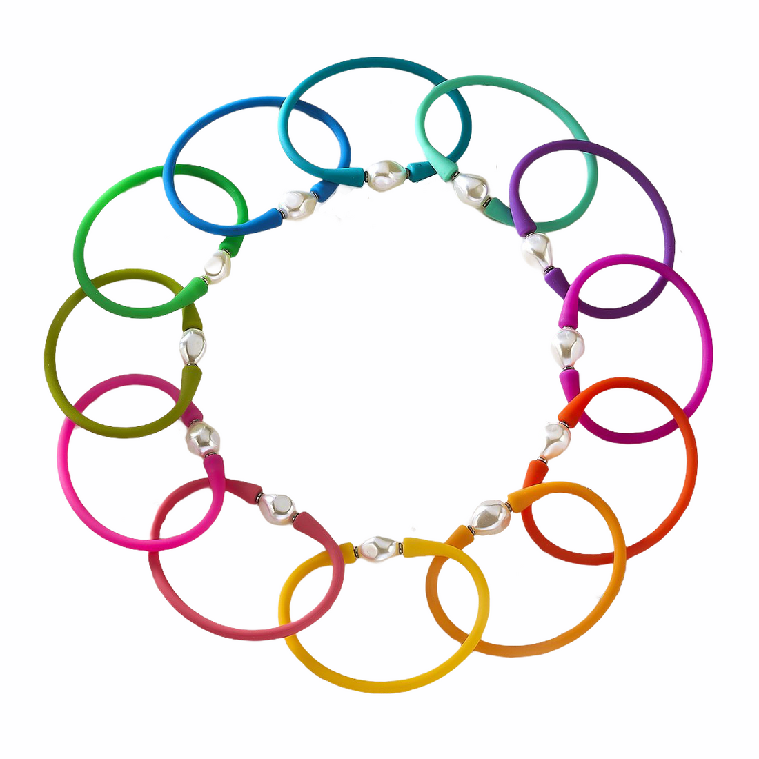 Gigi Baroque Pearl Silicone Bracelet - Funky Confetti
