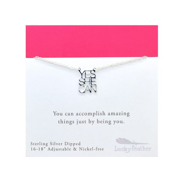 Yes She Can Silver Necklace - Funky Confetti