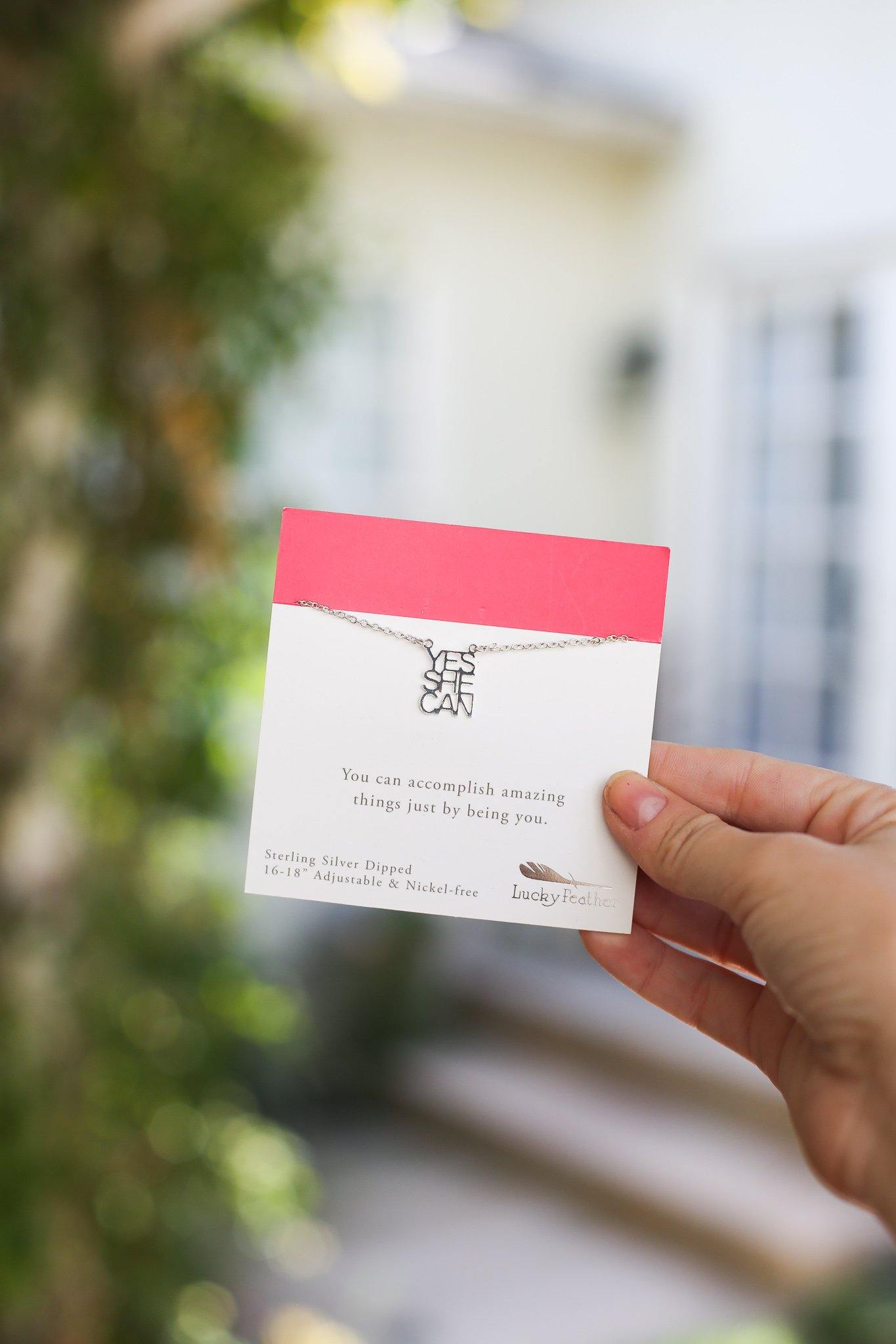 Yes She Can Silver Necklace - Funky Confetti