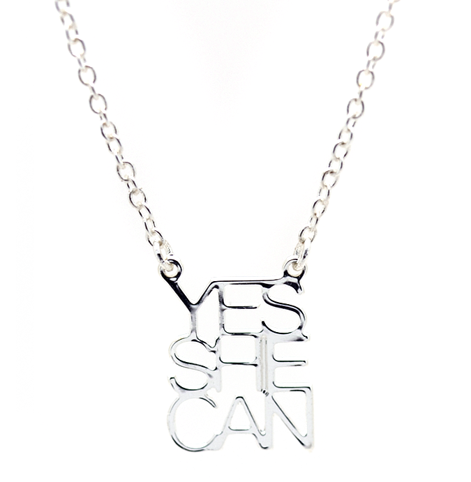 Yes She Can Silver Necklace - Funky Confetti
