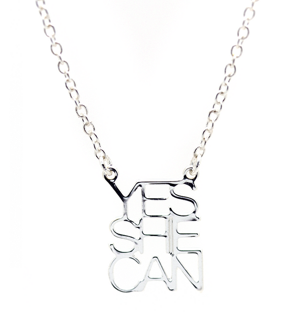 Yes She Can Silver Necklace - Funky Confetti