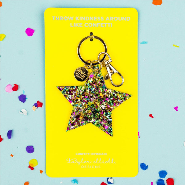 Confetti Acrylic Star Keychain - Funky Confetti