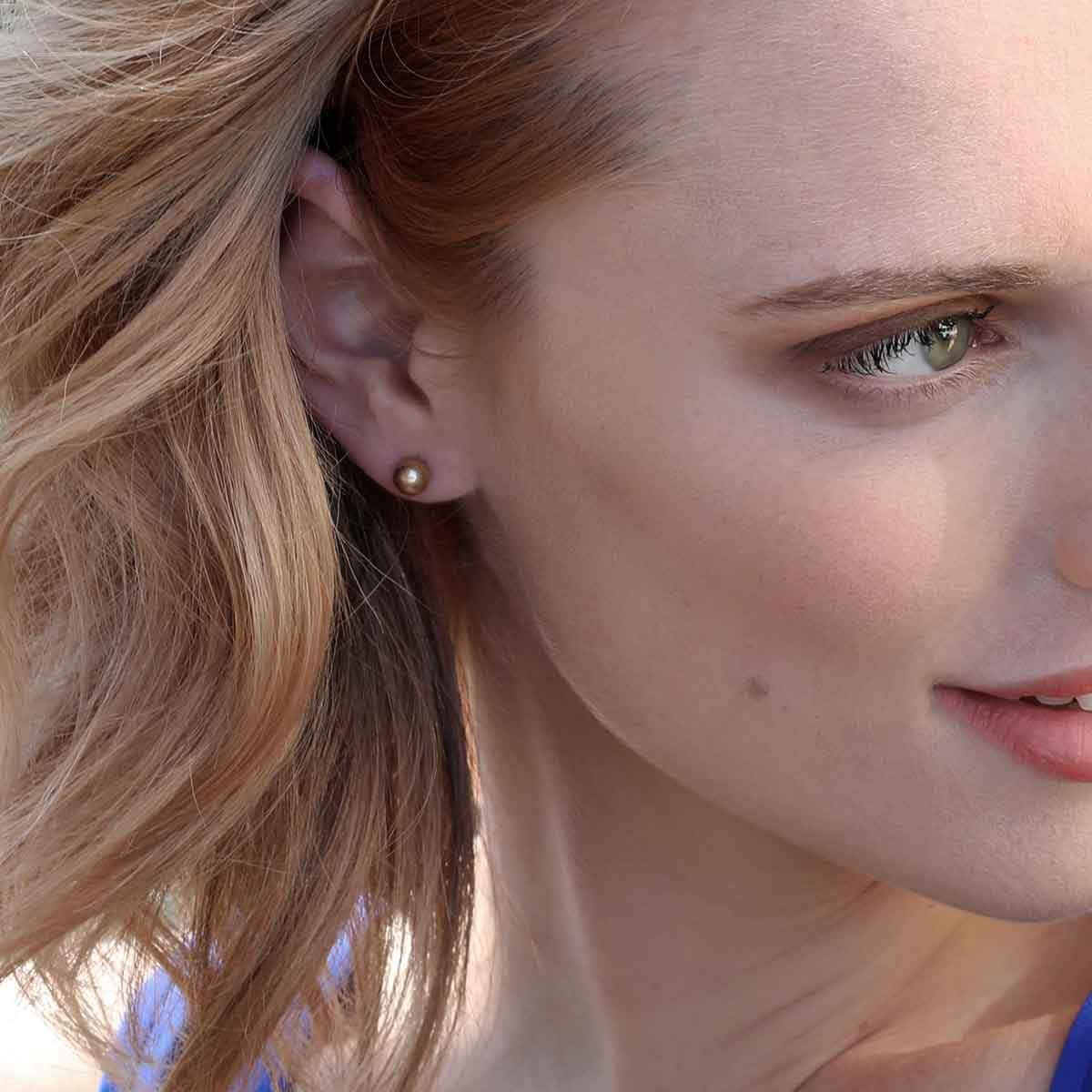 Worn silver 6MM sphere stud earrings minimalist design from Funky Confetti