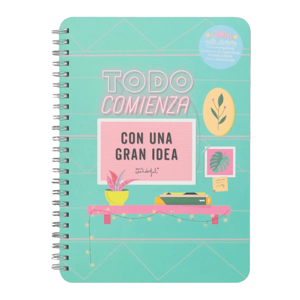 Libreta Pequeña (Small Notebook) - "Todo Comienza con una Gran Idea" - Funky Confetti