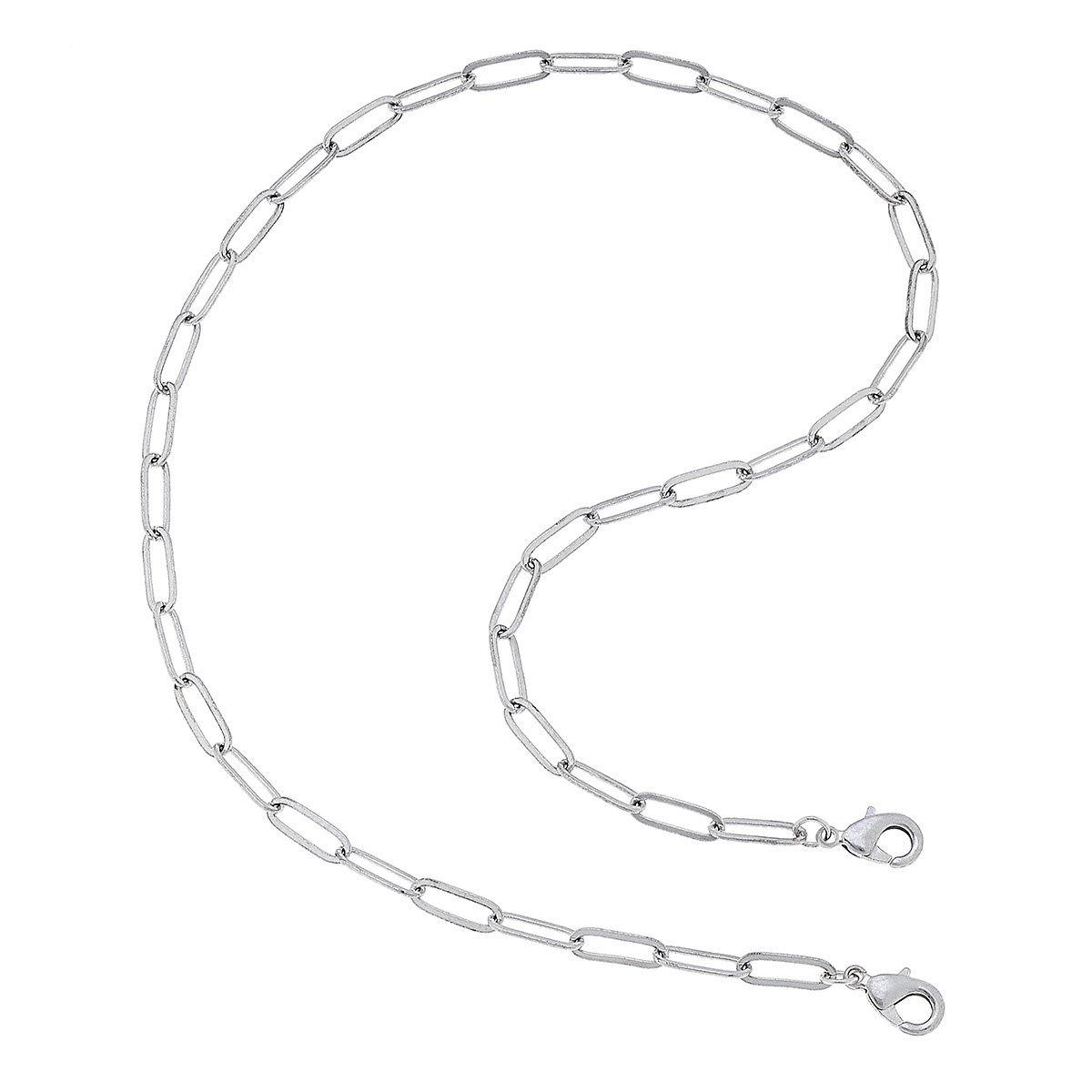 Soleil Large Paperclip Chain Mask Necklace in Worn Silver - 20" - Funky Confetti