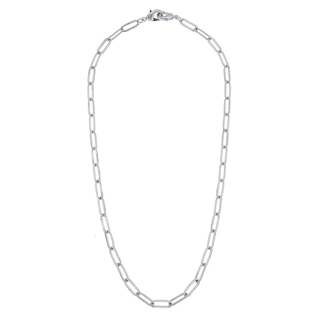 Soleil Large Paperclip Chain Mask Necklace in Worn Silver - 20" - Funky Confetti