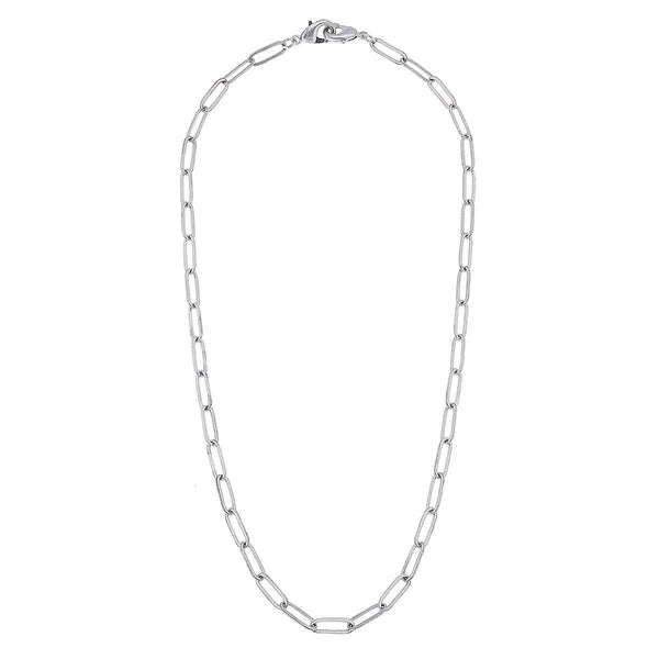 Soleil Large Paperclip Chain Mask Necklace in Worn Silver - 20