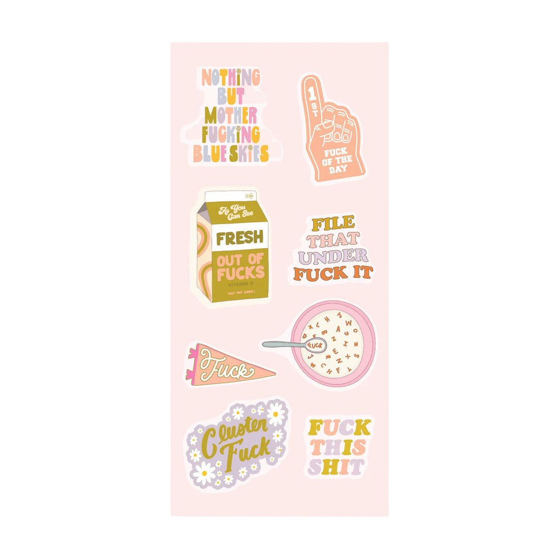 Colorful sweary sticker booklet with 300+ sassy designs from Funky Confetti