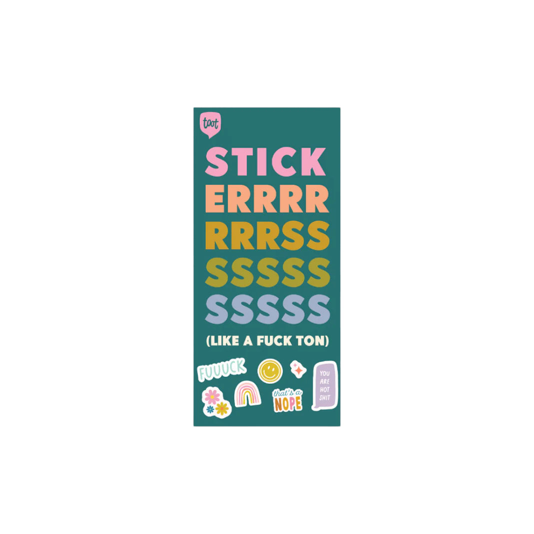 Colorful sweary sticker booklet with 300+ sassy designs from Funky Confetti